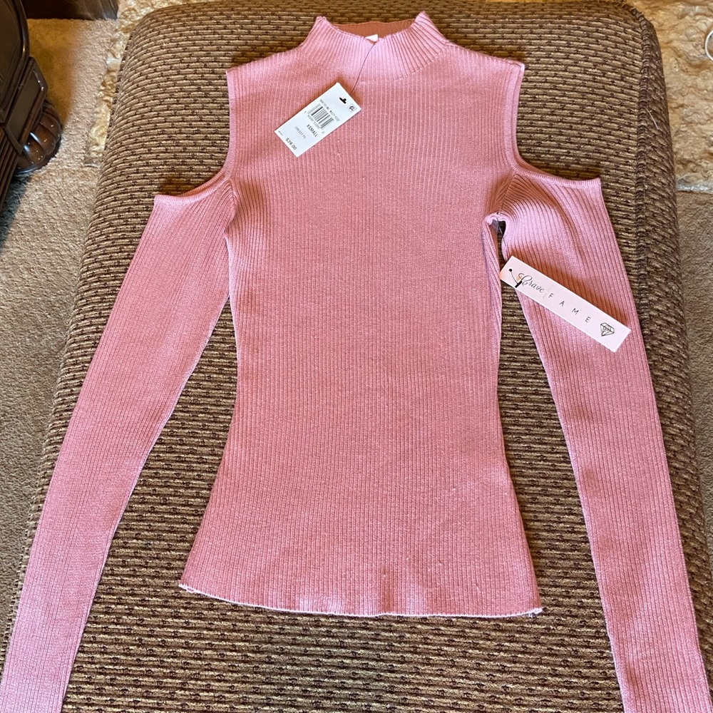 Pink Sweater Cold Shoulder